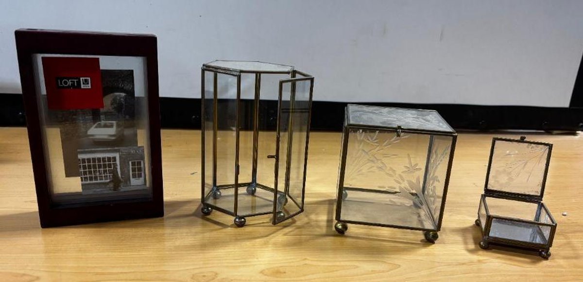 Group of Small Showcases & Display Boxes & Picture Frame