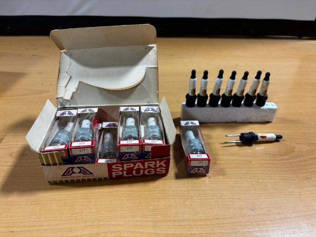 Vintage New Old Stock Spark Plugs w/ Orig. Cardboard Box, American Parts, Great Selection