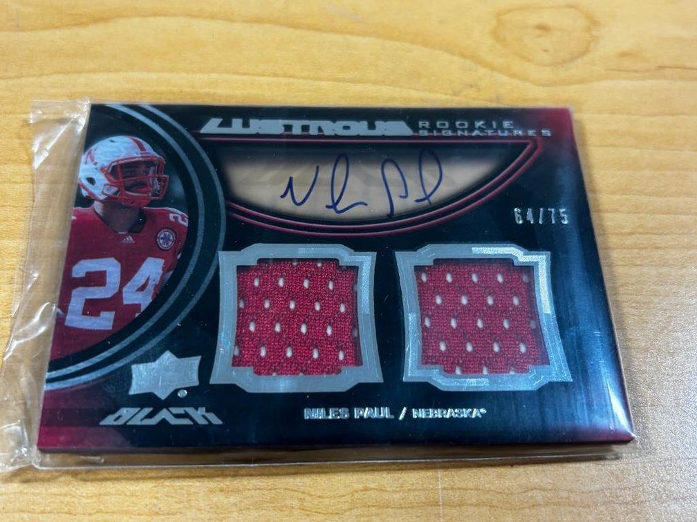 Niles Paul Upper Deck Certified Autograph Trading Card & Game Used Uniform Fabric, Rookie, Nebraska Husker & NFL Star, Omaha Native