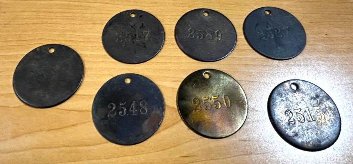 Antique Brass Coat Check Tags
