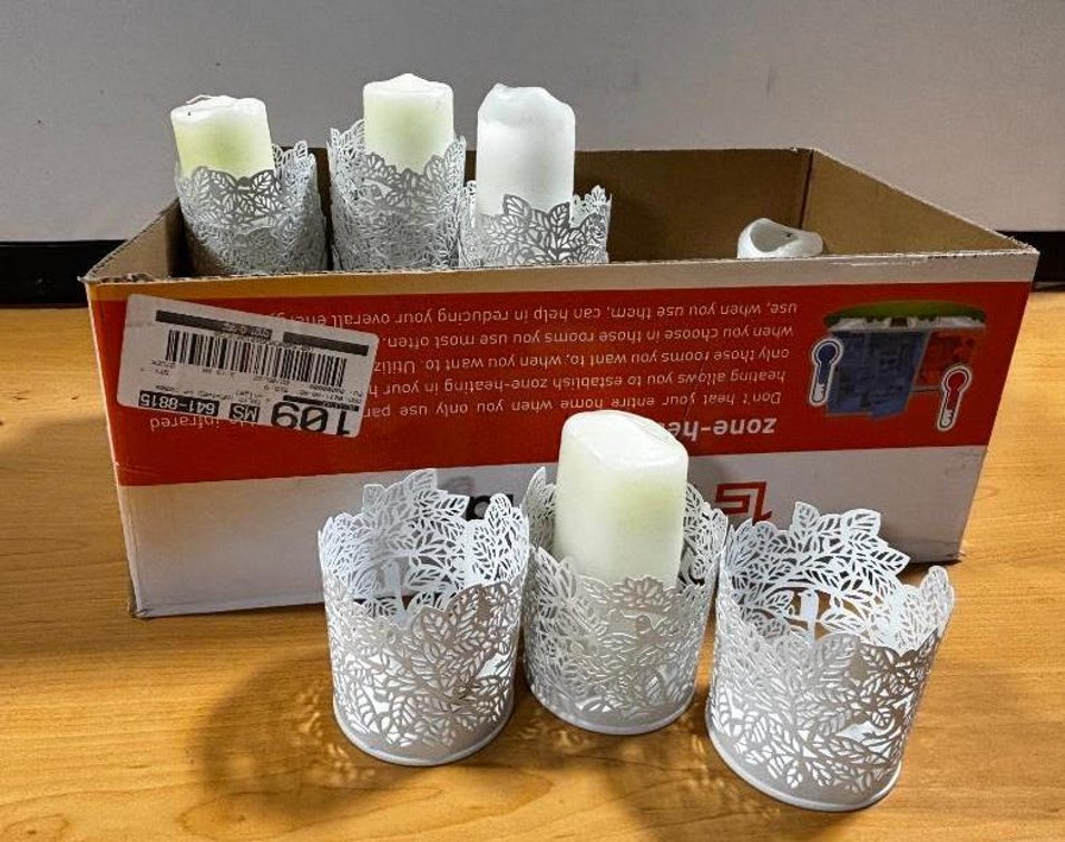 Group of Candles and Candle Holders