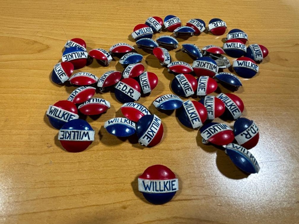 Group of Vintage Political Buttons, Willkie, FDR, Pinback Buttons
