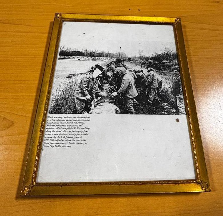 Framed 1962 Floyd River, Military Soldier Workers, from Sioux City Public Museum Photo