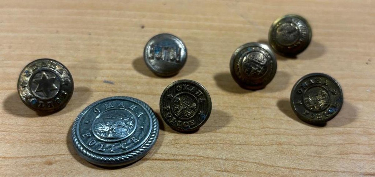 Early Vintage Omaha Brass Omaha Police Uniform Buttons, Embossed, See Images