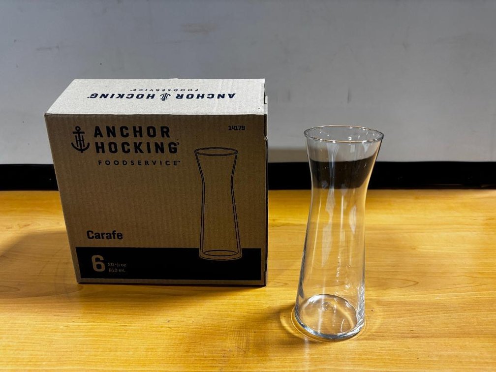 New Case of 6 Qty,, Anchor Hocking Glass Carafe