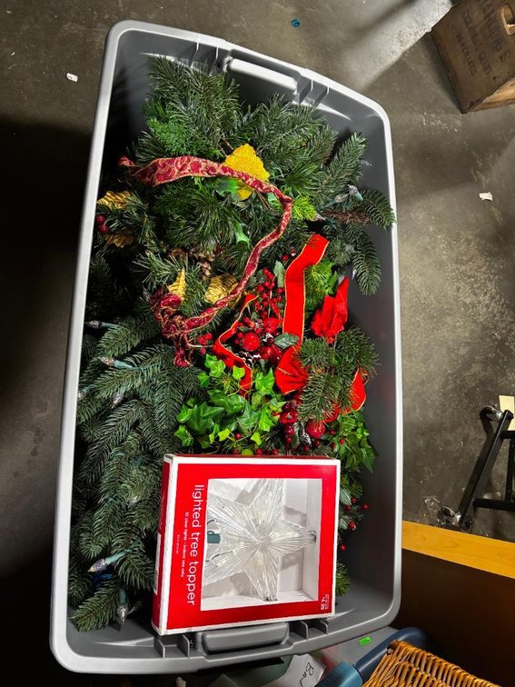 Two Large Totes of Christmas Decorations
