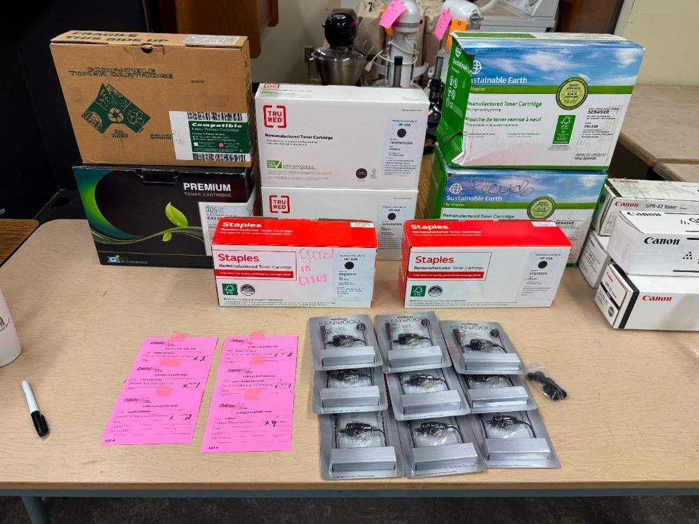 Large Group of Sealed Ink Toner Cartridges and Kenwood KHS-26 Earbuds - Cycle Through Images for Details