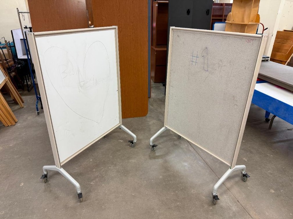 Lot of 2, Mobile Two-Sided Dry Erase Boards
