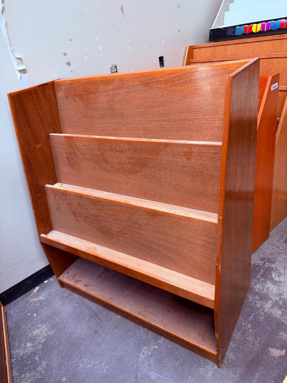 Wood Front Facing Bookshelf w/ Lower Shelf Storage