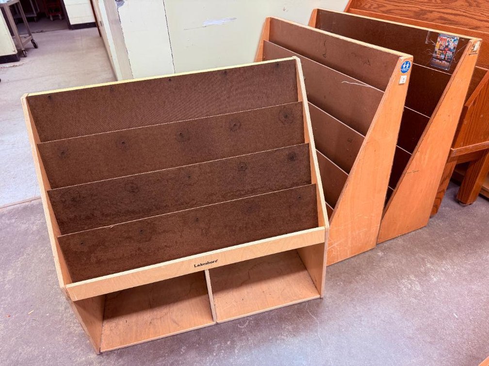 Lot of 3, Lakeshore Front Facing Book Shelves w/ Lower Storage Areas