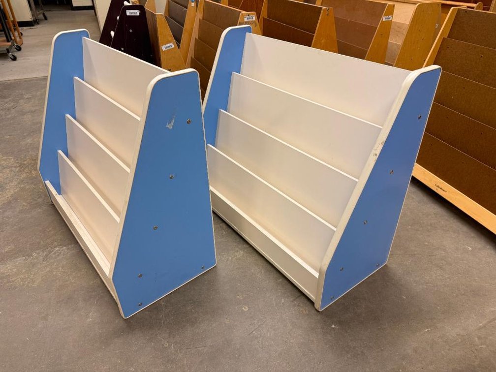 Lot of 2, Wood Book Displays, One w/ Rear Side Bookshelf Storage