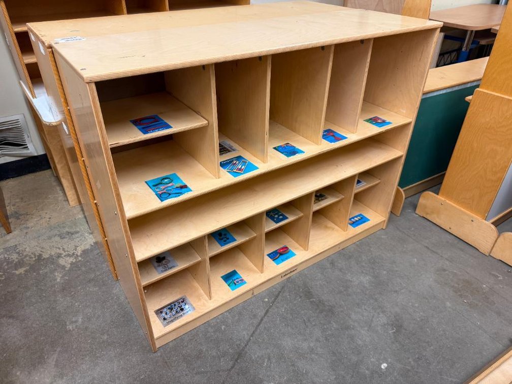 Daycare Storage Station w/ Cubby Holes, Shelves and Vertical Slot Storage Areas