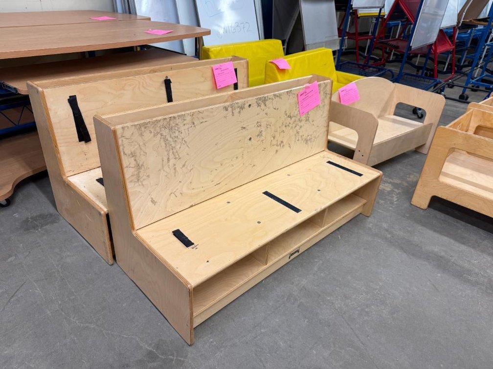 Lot of 2, Jonti Craft Literacy Couch, No Cushions, Baltic Birch w/ Lower Storage, MSRP: $744.99