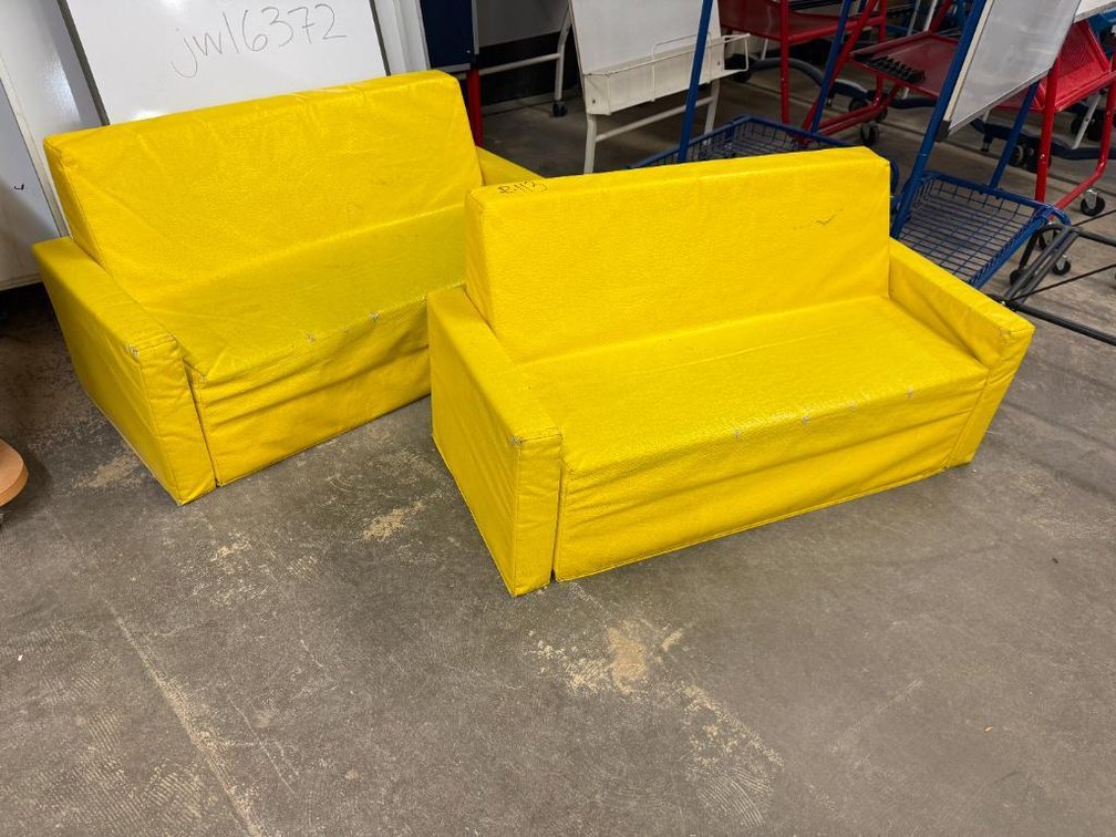 Lot of 2 Vinyl Padded Child Couches, Small, Lightweight