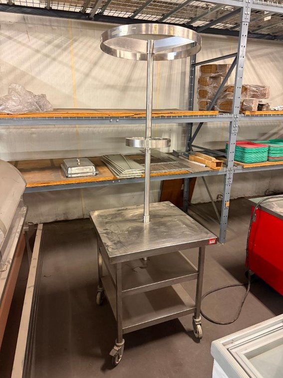 Commercial Stainless Steel Mobile Stand w/ Lower Shelves and Rotating Ticket Rack on Mobile Base, Very Hard to Find