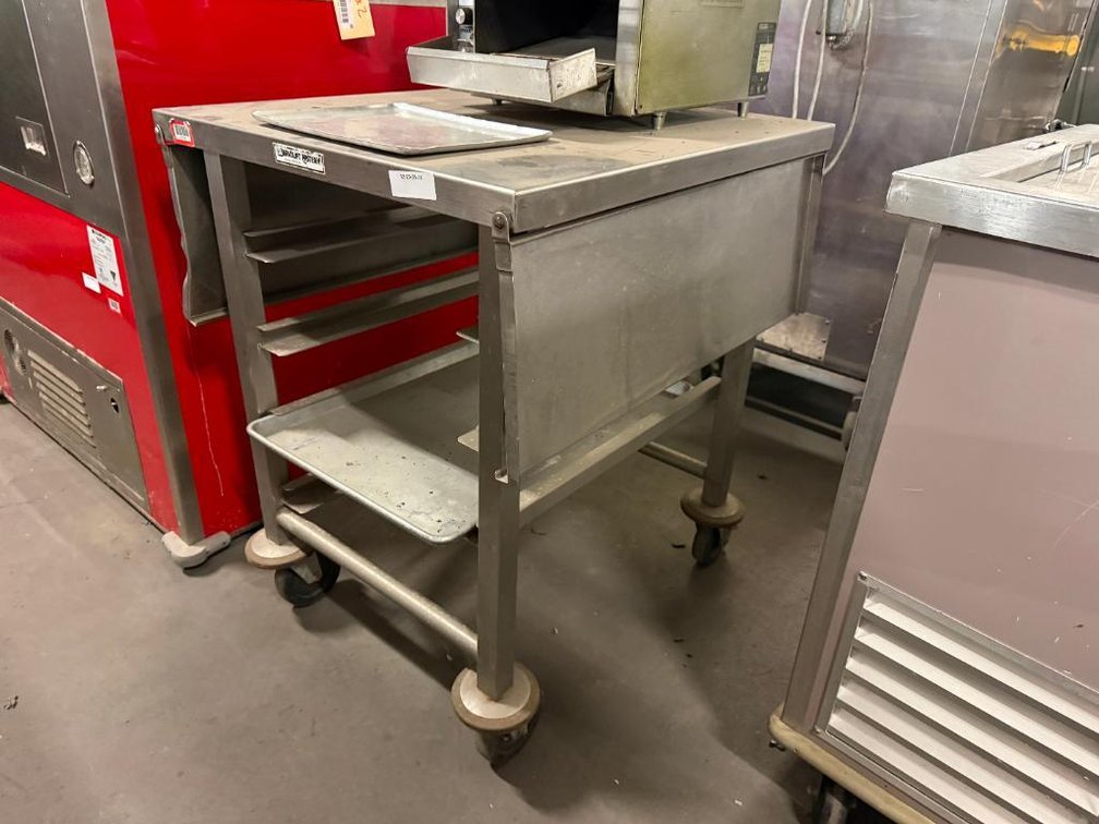 Servolift Eastern 1/2-Size Bun Pan Rack, Mobile Base w/ Stainless Worktop