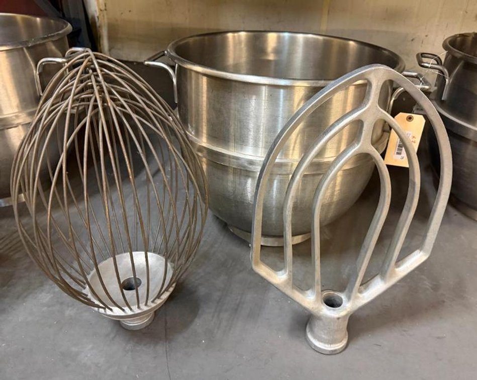 Hobart 60-Quart Stand Mixer Bowl, Flat Beater & Whisk Attachments Combo