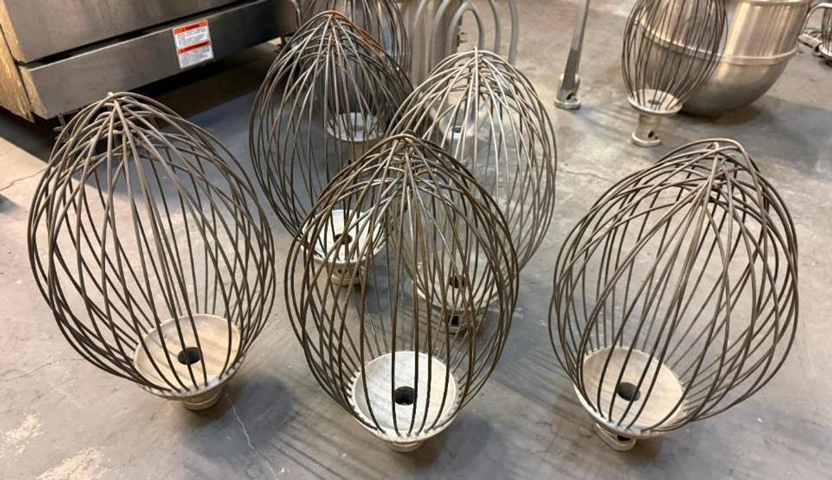 Lot of 5, 60-Quart Hobart Stand Mixer Whisks