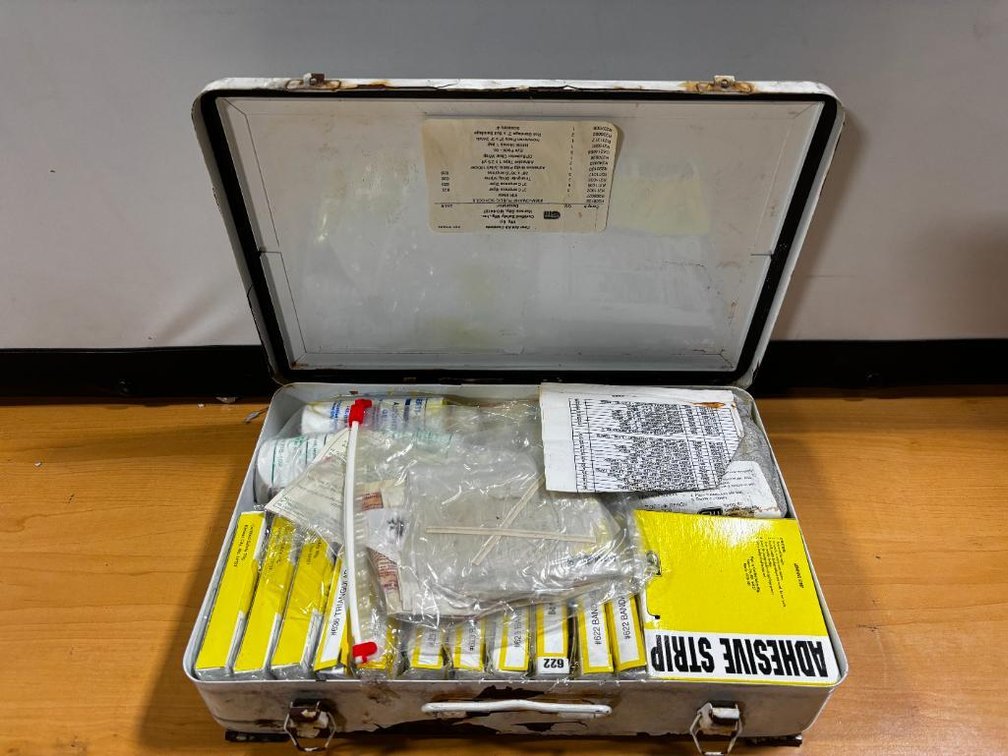 Certified Safety Mfg. First Aid Kit in Metal Case, Full, Unused (from OPS School Bus Stock)