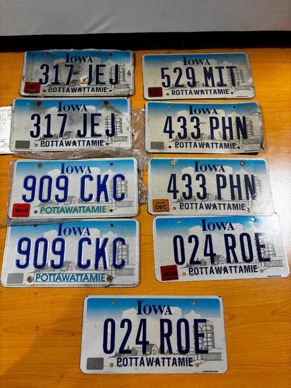 Lot of 9, Iowa License Plates