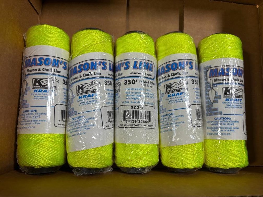 Lot of 5, Mason's Mason & Chalk Line, Kraft Tools, 350ft Per Roll