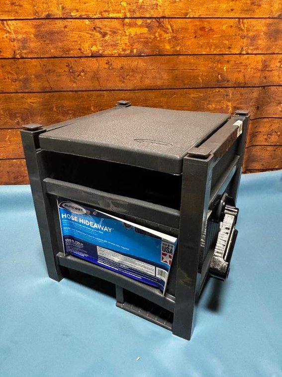 Suncast Hose Hideaway Hose Reel and Storage Deck Box, Appears to Be New