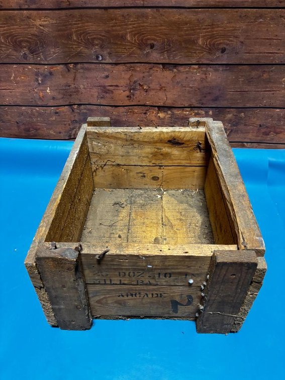 Vintage Wood Arcade WWII Era Ammo Crate, Pine, Primitive Military