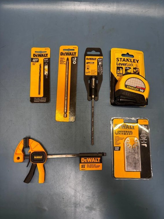 New DeWalt & Stanley Tools & Hardware, Clamp, Bits, Tape Measure, Knife