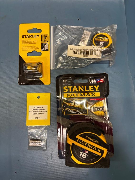 New Stanley Tools & Hardware, FatMax 16ft  & 6ft Tape Measures, Stud Finder, Bit Tips