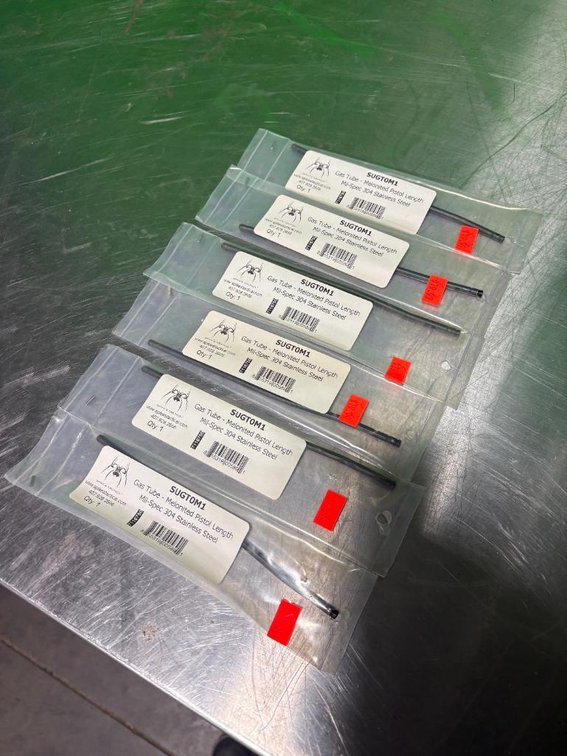 Lot of 6, Spike Tactical Gas Tube - M elonited Pistol Length, Mil-Spec 304 Stainless Steel