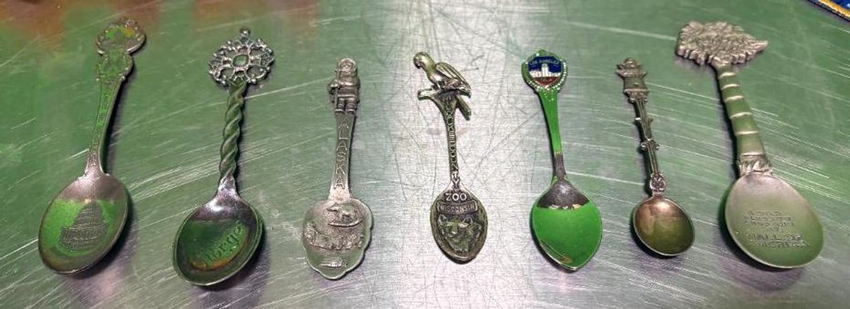 Lot of 7, Vintage Souvenir Spoons, Alaska, Milwaukee  Zoo