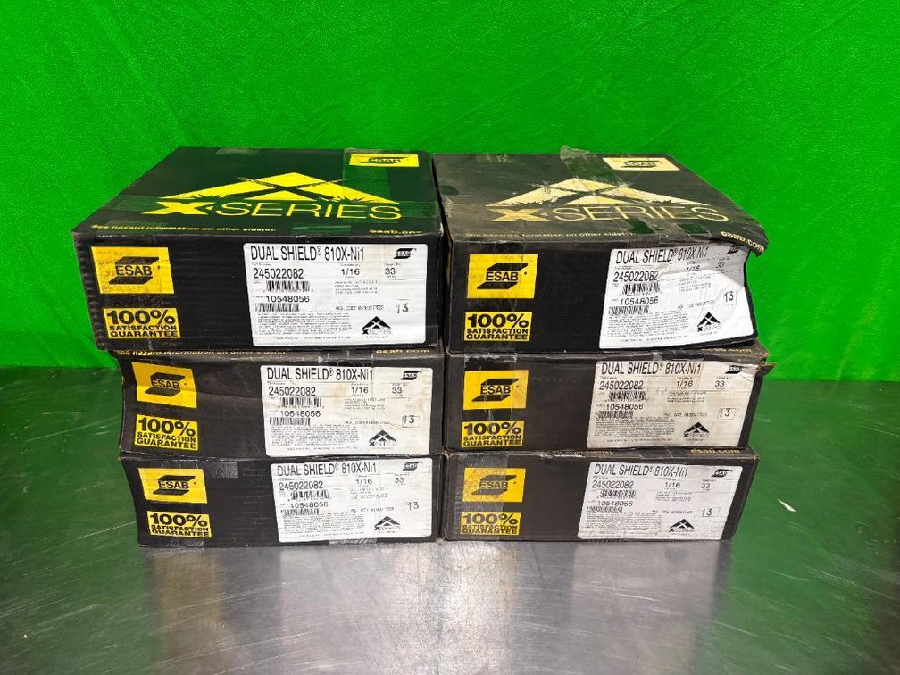 Six New Cases, X-Series Dual Shield 810X-Ni1, 1/16in Flux Cored Welding Wire Spools, 33lb, 0.625