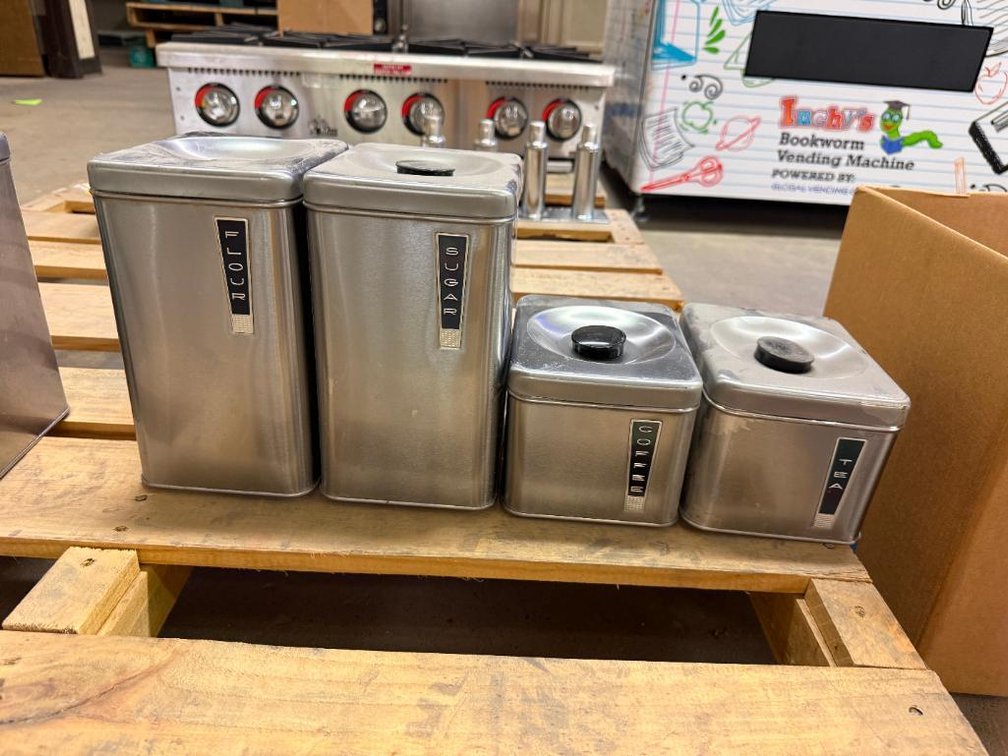 Mid-Century Modern Stainless Steel Vintage Cannister Set