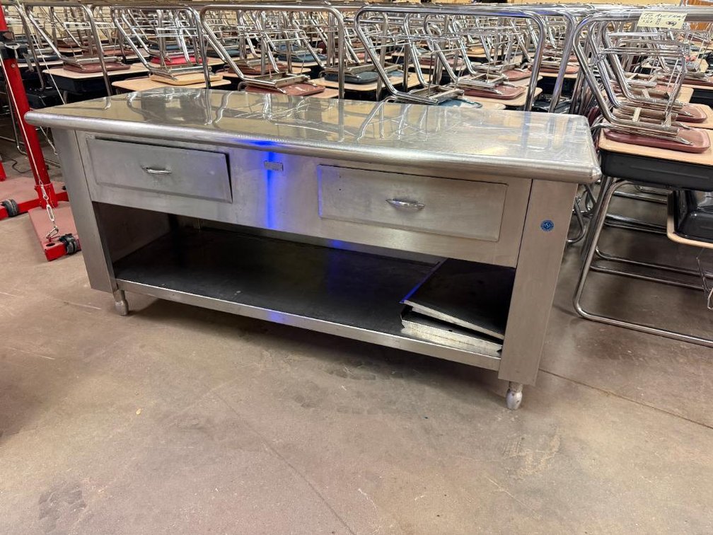 Industrial Stainless Steel Prep Top Work Cabinet w/ Lower Storage & Two Drawers, 72in x 36in x 31in