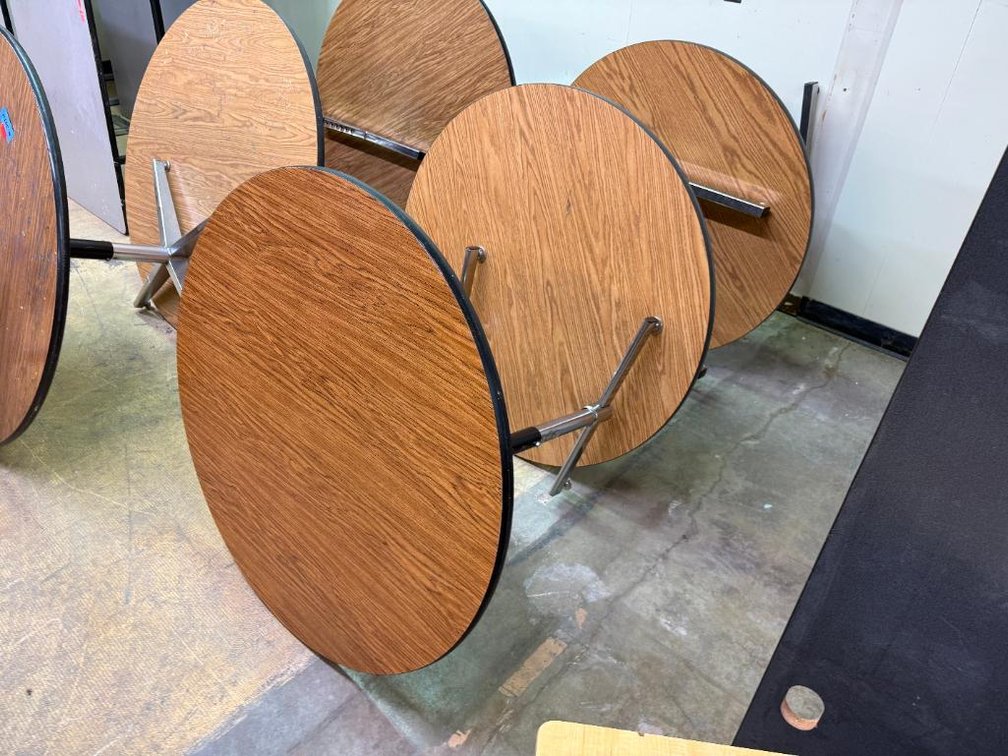Lot of 3, Round, Adjustable Height 48in Tables
