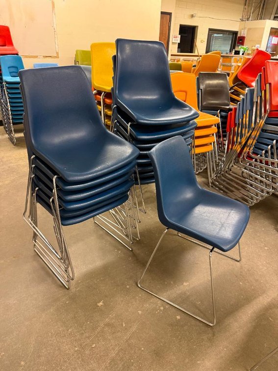 Lot of 13, Matching Molded Plastic Chairs, Adult Size