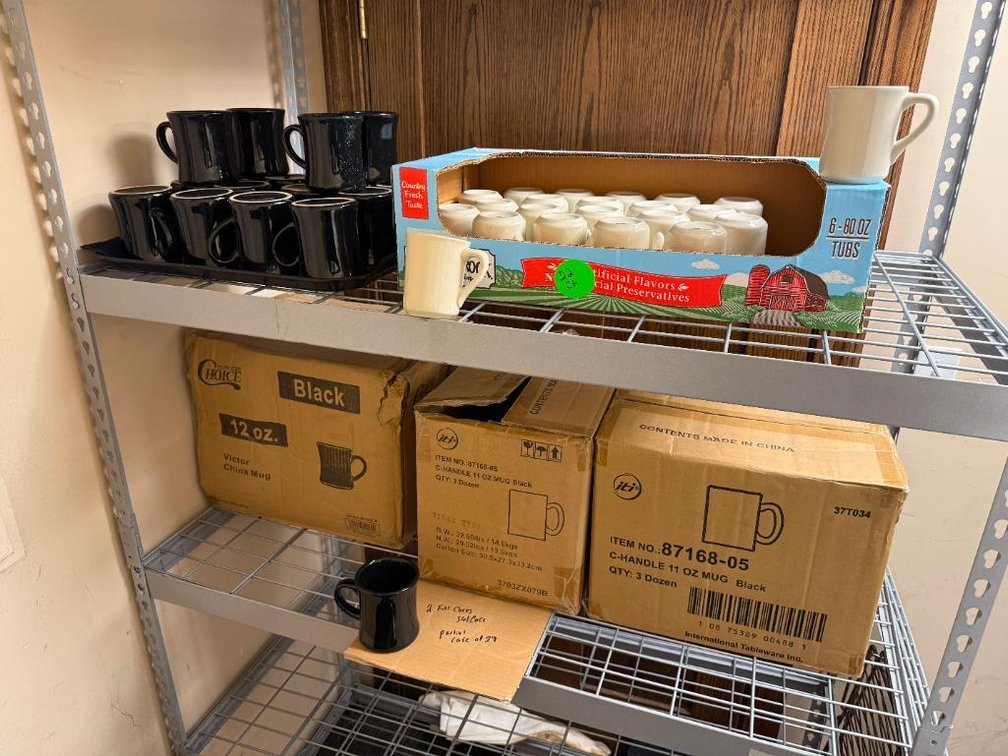 Coffee Mug Inventory, White and Black, Black: 2+ Cases - 101 Total, White: 22 Total