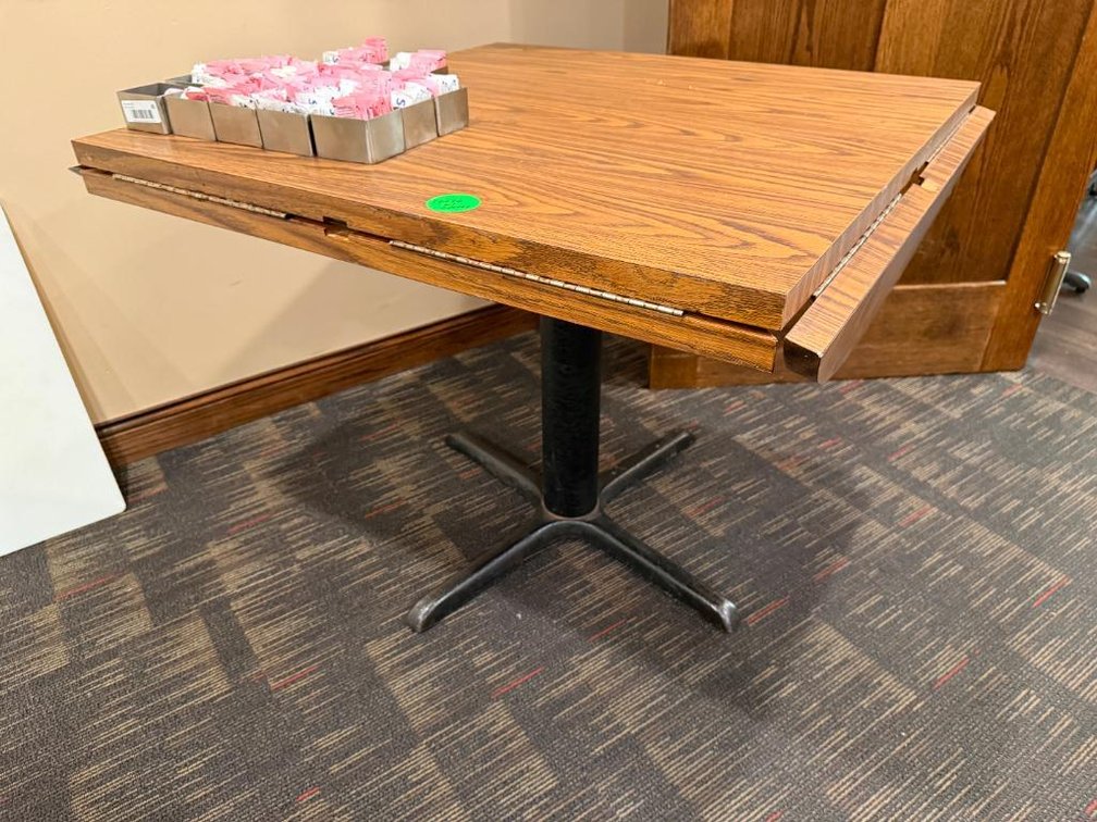 Laminate Top Restaurant Table w/ 4 Drop-Down Leaves, 36in x 36in Square