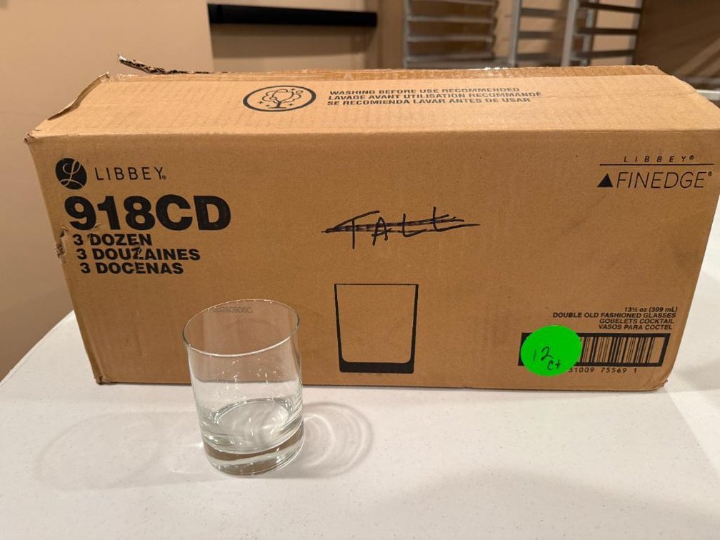 12 Qty, Libbey 918CD Double Old Fashioned Glasses, 13-1/2oz