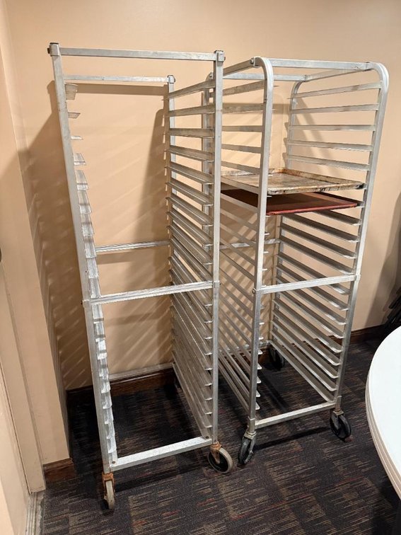 Pair of Aluminum Sheet Pan Mobile Racks 20 Pan Capacity Each