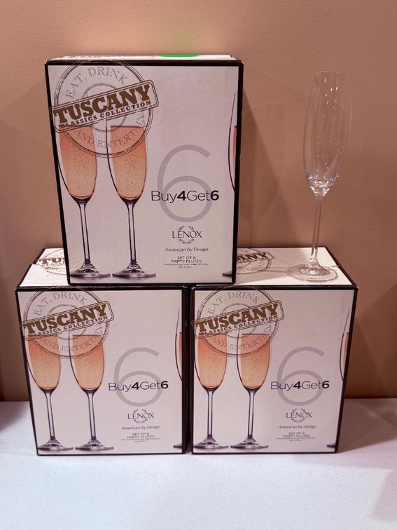 2+ Cases, 16 Qty Total Lenox Party Flutes
