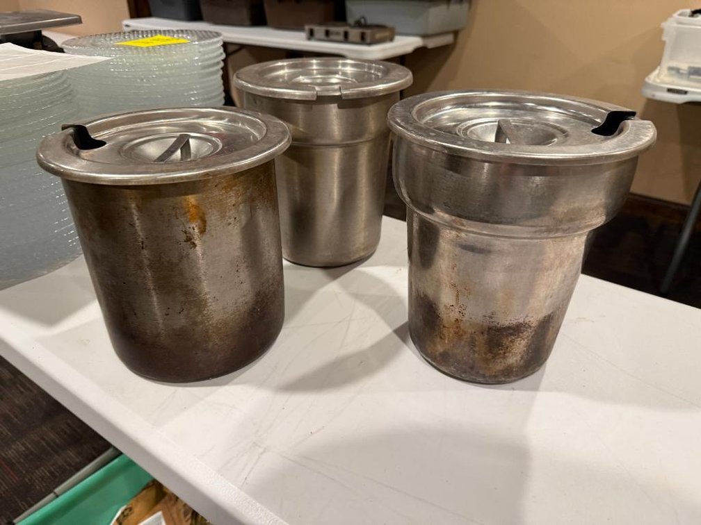 Lot of 3, Soup Kettle Insert Pans w/ Lids