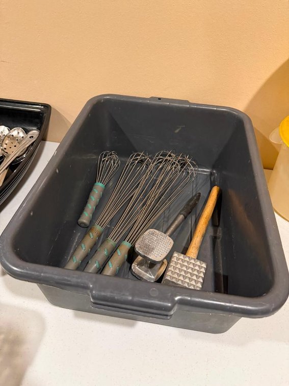 Bus Tub w/ Utensils, Whisks, Spatulas