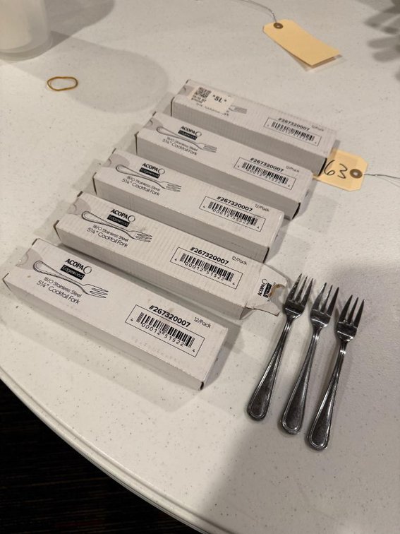 5 Boxes, 60 Qty Acopa Edgewood Stainless Steel 5-1/4in Cocktail Forks