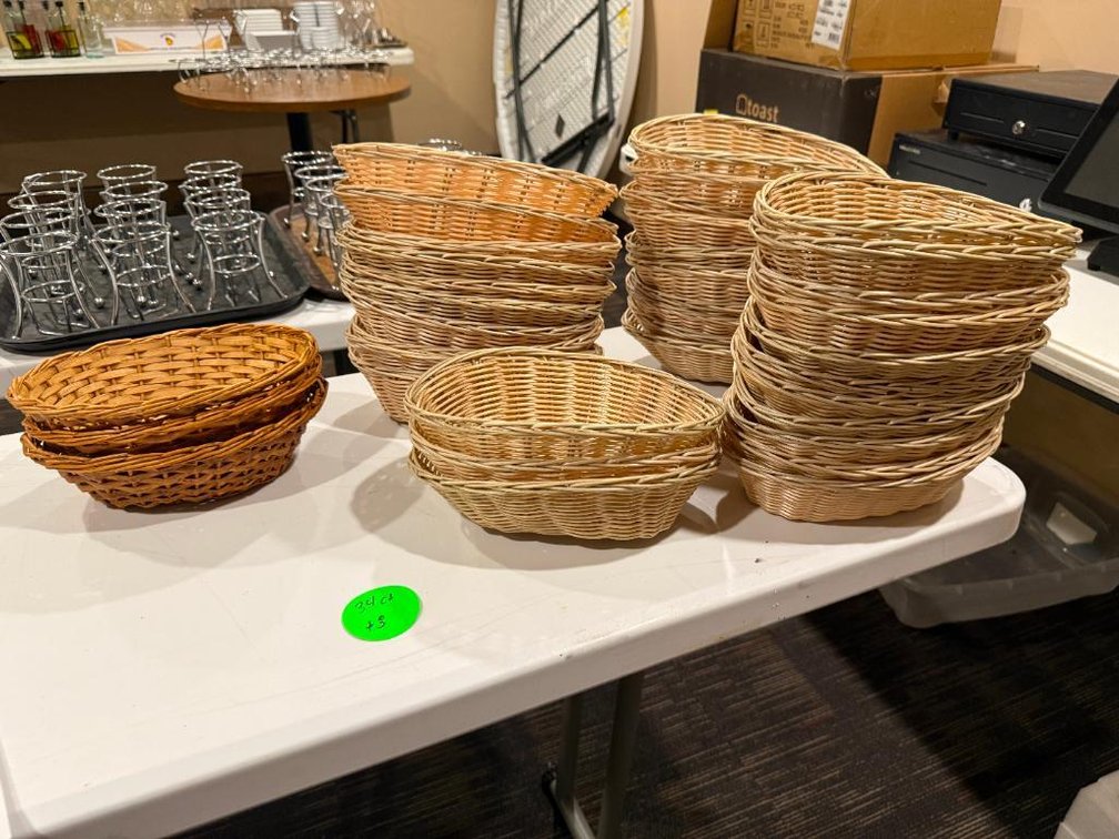 Lot of 34 Wicker Serving Baskets