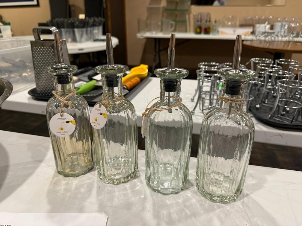 Four Salad Dressing Bottles / Dispensers