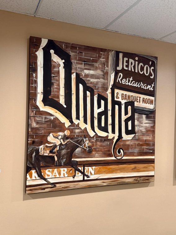 Kelli Zuugg Custom Mural Famous Omaha Jerico's Restaurant Omaha Aksarben Racehorse