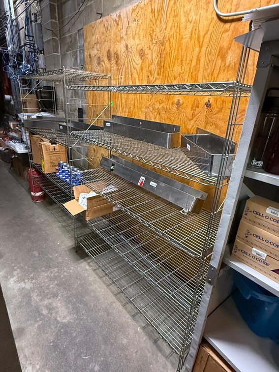 Restaurant Shelving, Connected Unit, 74in x 18in x 60in x 2