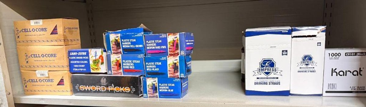 Group of Sealed Boxes of Straws, Steak Marker Picks, Sword Picks