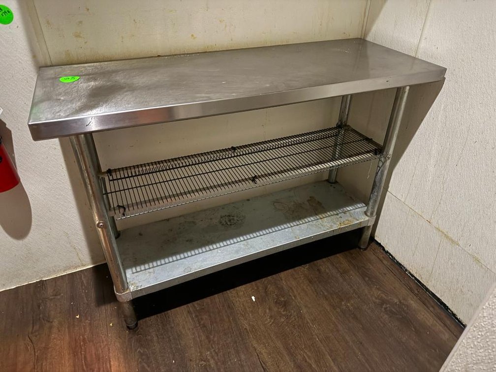 Stainless Steel Prep Table w/ Two Lower Shelves, 48in x 18in x 34in